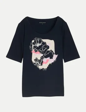 T-Shirt mit Print Schwarz M - Tom Tailor Casual - FashionsVida