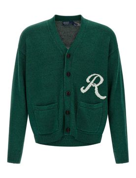 Cardigan con logo intarsiato