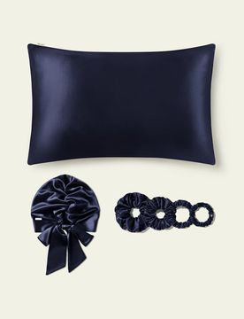 Ensemble Soin Cheveux Soie 65x65cm - Taie d'oreiller, Bonnet Nuit & Chouchous