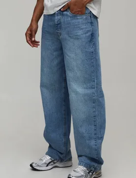 Men's Relaxed Acid Wash Jeans Acid Wash Mid Blue Size 46 Acid Wash Mid Blue 46 - boohooMAN - FashionsVida