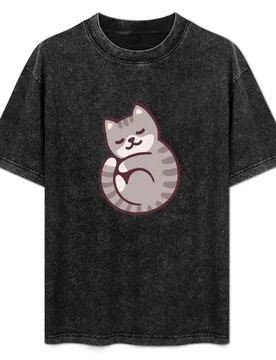 Cute sleeping cat T-Shirt Large Size Loose Casual Tee - Aliexpress - FashionsVida