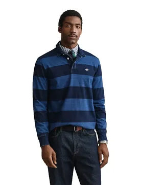 Polo A Maniche Lunghe 2013069 Evening Blue XL - Gant - FashionsVida