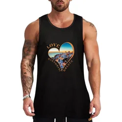 Love Santorini Greece Tank Top Simple Casual Tank Top Basic Lightweight Undershirt