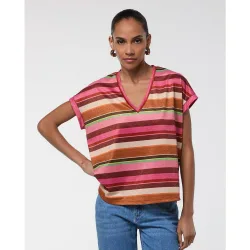 Camiseta de mujer raya horizontal lurex
