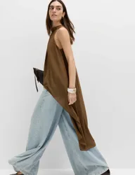 Draped Halter Neck Longline Top Olive female