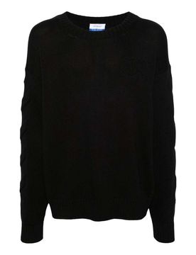 Maglione con logo a coste