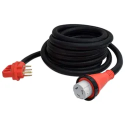 Female Lock Ring Power Cable 7.62 M Black 50A unisex