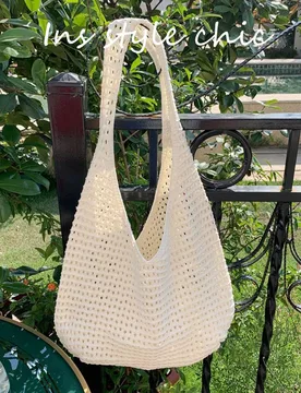 Nuevo bolso de hombro/mano de malla de albaricoque calado con diseño abierto único y de moda, perfecto para el trayecto diario o salidas a la playa - Shein - FashionsVida