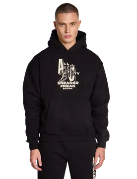 Oswego Herren Kapuzenpullover - Schwarz - Größe L - Baumwoll-Fleece Black L - LCKR - FashionsVida