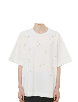 T-shirt mezza manica Donna con perle