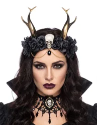 Halloween-Haarschmuck mit Hörnern schwarz-gold