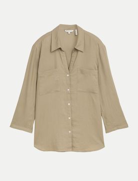 Blouse shirt with linen Beige 42