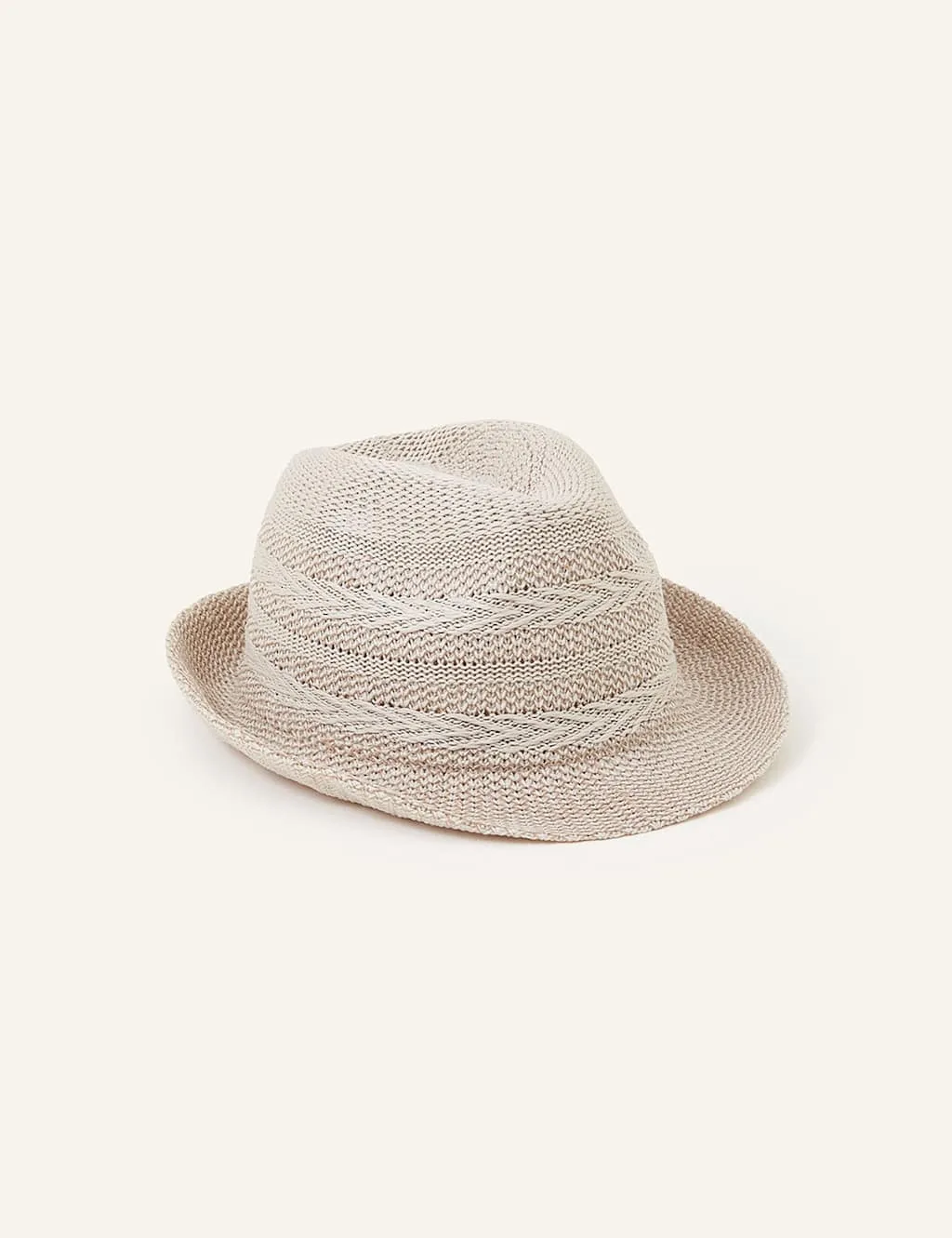Chevron Weave Packable Trilby Hat Natural female - Accessorize - FashionsVida