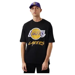 Maglietta A Maniche Corte Los Angeles Lakers Nba Script Mesh Black / True Purple M