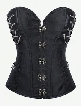 Corsé gótico estilo steampunk, punk y vintage, corpiño de palacio, quimono, color negro, para mujer, Halloween - Shein - FashionsVida