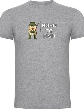 Born To Fish Short Sleeve T-shirt Heather Grey 3XL Men - Kruskis - FashionsVida