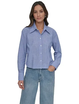 Blusa A Maniche Lunghe Dw3500036 Stripped Blue / Silver S