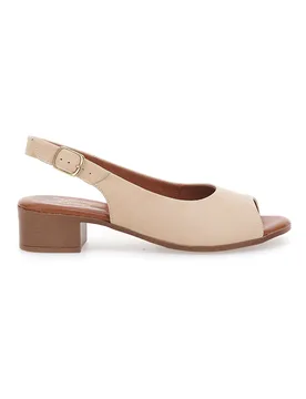 Sandali Beige con Tacco a Blocco e Tomaia in Pelle 243065 39 - PITTARELLO LOOK - FashionsVida
