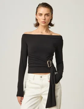 Long Sleeve T Shirts For Women Aesthetic Clothes Slash Neck Crop Top Tassels Tshirt Solid Color Camisetas Slim Fit Ropa De Mujer - Aliexpress - FashionsVida