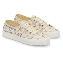 Seashells Print Cotton Womens Beige Trainers - Size Uk 8
