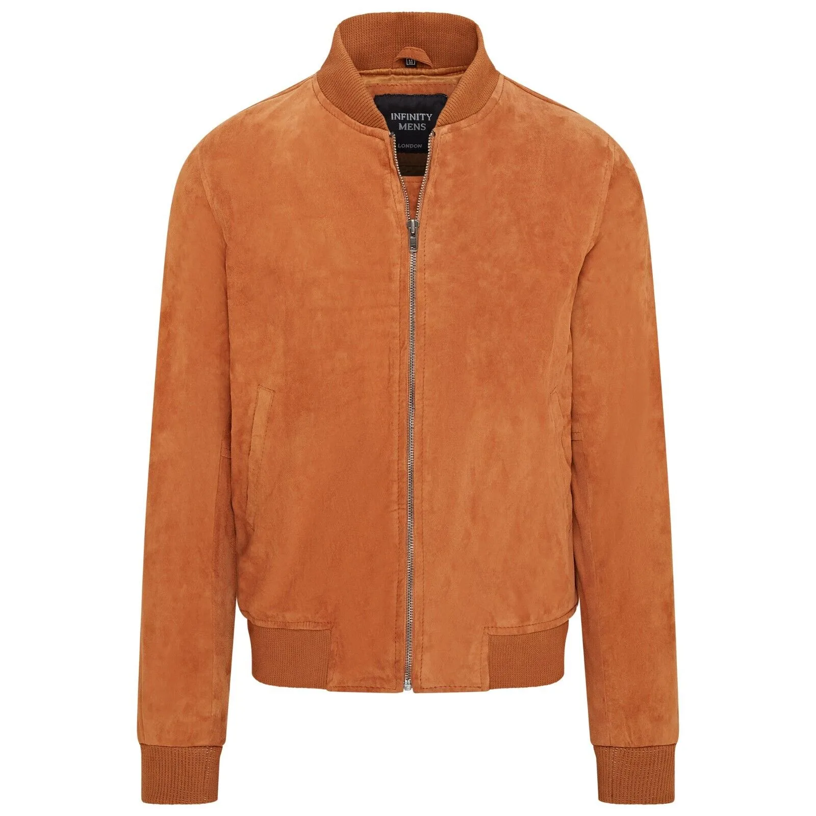 Mens Soft Goat Suede Ma-1 Varsity Bomber Jacket - Dalian - Tan - Size Large - Infinity Leather - FashionsVida