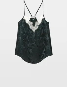 Zadig & Voltaire - Top lencero de mujer 100% seda con encaje - Zadig & Voltaire - FashionsVida