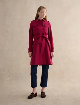 Cotton Rich Belted Longline Trench Coat Pink female - Hobbs - FashionsVida