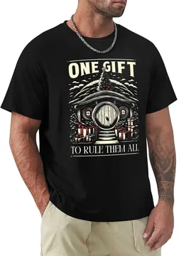 One Gift to Rule Them All - Black - Funny Christmas Fantasy T-Shirt Plus Size Basic Cotton T-Shirt - Aliexpress - FashionsVida