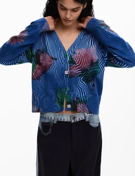 Jersey de mujer cárdigan flores - Desigual - FashionsVida