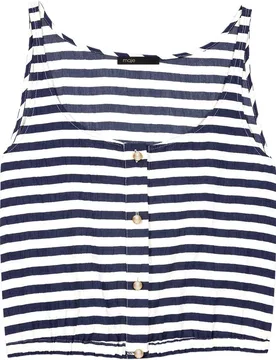 Top de mujer corto de rayas marineras con algodón y lino - Maje - FashionsVida
