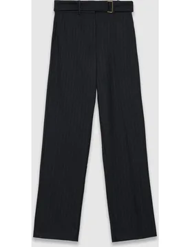Pantalón de vestir de mujer a rayas con cinturón a tono - IKKS - FashionsVida