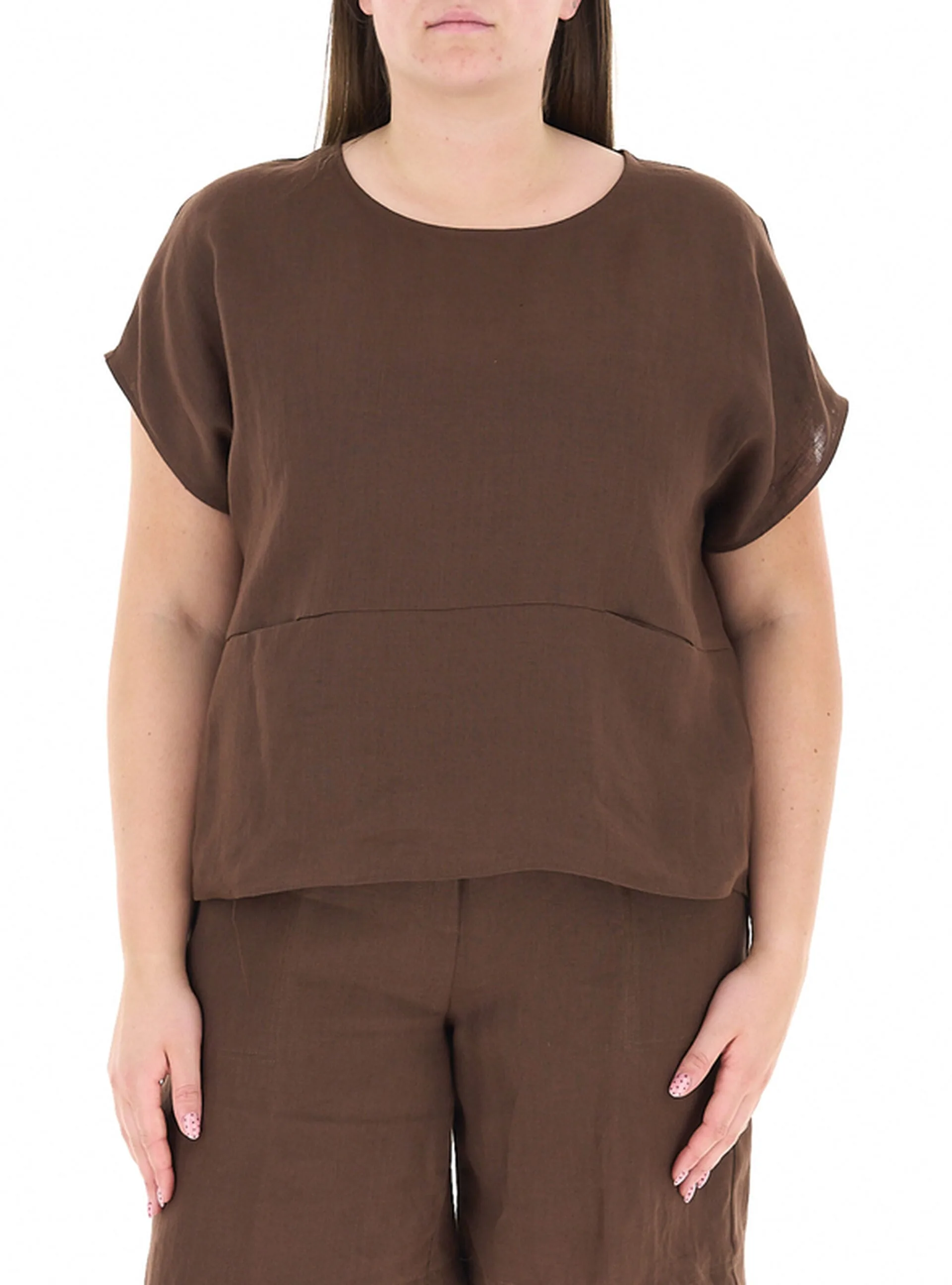 Blusa in lino MARRONE 47 - VIVACE by 2 LINKS - FashionsVida