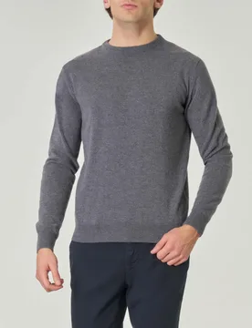 Maglia girocollo grigio antracite in misto lana e cachemire finezza 12 - Rodolfo Pellizzari - FashionsVida