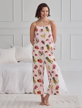 Fruit Print Pyjama Set Pink female - Chelsea Peers - FashionsVida