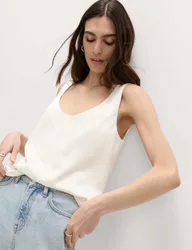 Satin Scoop Neck Cami Top Ivory female