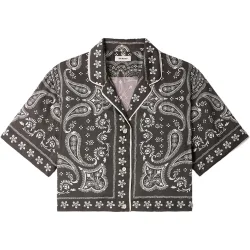 Camisa corta de mujer con estampado bandana y cuello camisero