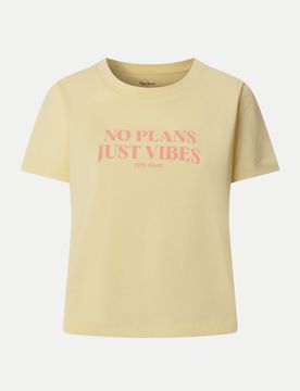 T-Shirt CLEO mit Schriftzug Gelb M