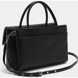 Bolso de mano estilo tote convertible a bandolera con varios compartimentos y cierre de cremallera en liso