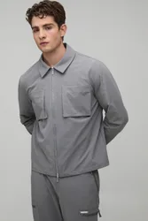 Men's Regular Technical Stretch Overshirt Grey Size Medium Grey M