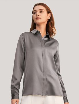 Chemise En Soie Fini Lustré, Coupe Régulière 100% Soie De Mûrier Naturellement Antibactérien Chemises XS