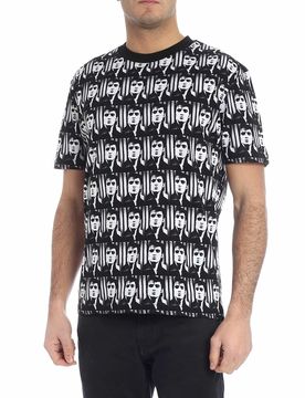 T-shirt nera stampa Elvis Presley all over