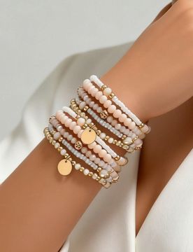 Set de 10 piezas de pulsera con colgante de cuentas elegante, sexy y creativa, adecuada para uso diario casual, fiestas, festivales de música y vacac