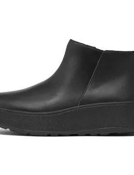 Stivali F-mode Leather Flatform Zip Ankle All Black EU 36