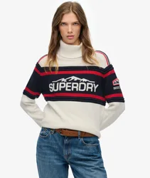 Superdry Damen Apres Ski Rollkragenpullover White - Größe: 40