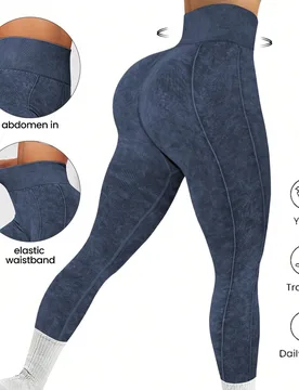 Leggings deportivos de unicolor y estilo simple para uso diario de las mujeres - Shein - FashionsVida