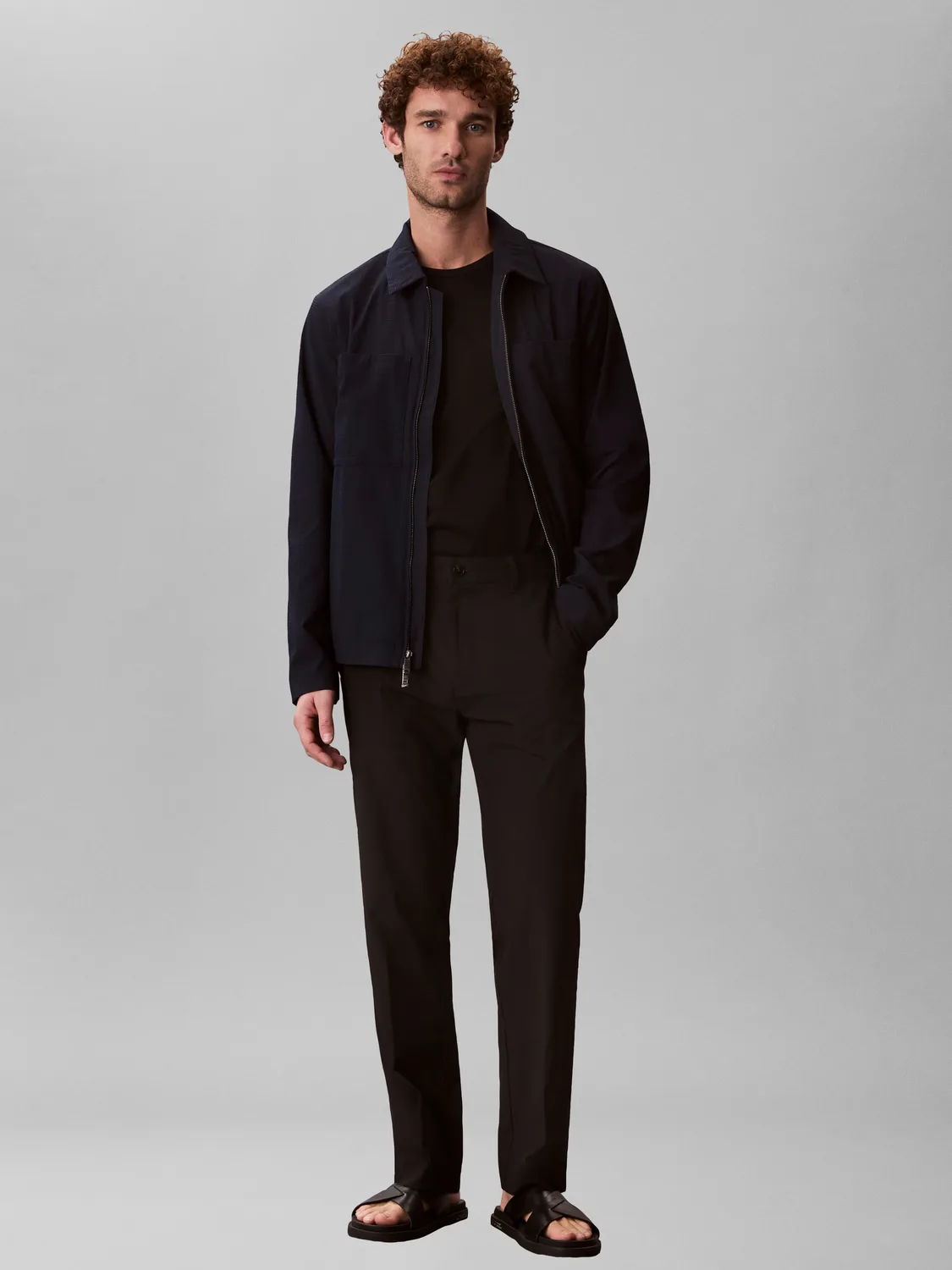 LS SEERSUCKER BLOUSON JACKET male - L - FashionsVida