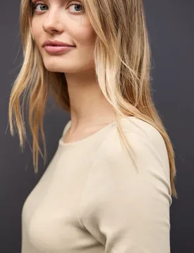 Basic Langarmshirt female Beige - Street One - FashionsVida