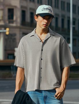 Chemise Manches Courtes Boxy Fit Imprimée Xs Marine