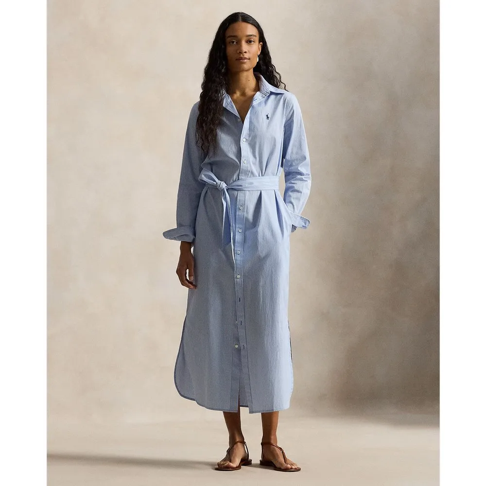 Vestido midi de algodón con cinturón - Polo Ralph Lauren - FashionsVida