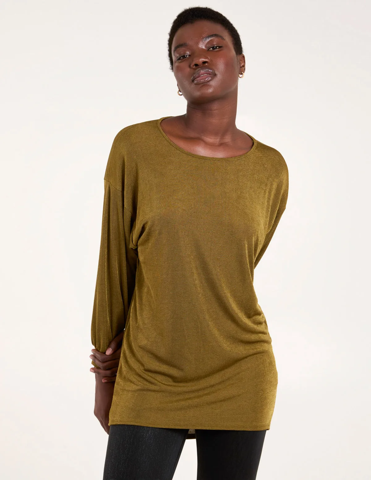 Mini Ribbed Hi-Low Tunic - S/M / KHAKI - female - Blue Vanilla - FashionsVida